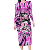 Fcks Cancer Skull Tie Dye Long Sleeve Bodycon Dress - Wonder Print Shop