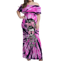 Fcks Cancer Skull Tie Dye Off Shoulder Maxi Dress - Wonder Print Shop