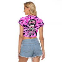 Fcks Cancer Skull Tie Dye Raglan Cropped T Shirt - Wonder Print Shop
