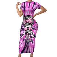 Fcks Cancer Skull Tie Dye Short Sleeve Bodycon Dress - Wonder Print Shop