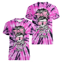 Fcks Cancer Skull Tie Dye Women V Neck T Shirt - Wonder Print Shop