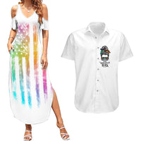 Fresh Out Of Fcks Messy Bun Tie Dye Couples Matching Summer Maxi Dress and Hawaiian Shirt - Wonder Print Shop