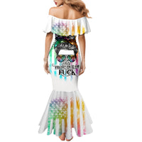 Fresh Out Of Fcks Messy Bun Tie Dye Family Matching Mermaid Dress and Hawaiian Shirt - Wonder Print Shop