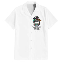 Fresh Out Of Fcks Messy Bun Tie Dye Family Matching Puletasi Dress and Hawaiian Shirt - Wonder Print Shop