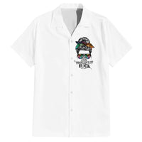 Fresh Out Of Fcks Messy Bun Tie Dye Family Matching Short Sleeve Bodycon Dress and Hawaiian Shirt - Wonder Print Shop