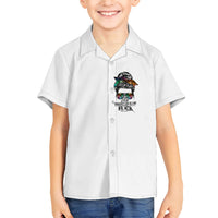 Fresh Out Of Fcks Messy Bun Tie Dye Family Matching Short Sleeve Bodycon Dress and Hawaiian Shirt - Wonder Print Shop