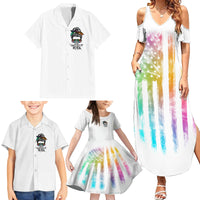 Fresh Out Of Fcks Messy Bun Tie Dye Family Matching Summer Maxi Dress and Hawaiian Shirt - Wonder Print Shop
