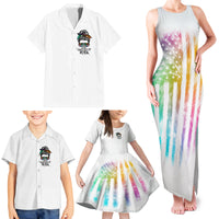 Fresh Out Of Fcks Messy Bun Tie Dye Family Matching Tank Maxi Dress and Hawaiian Shirt - Wonder Print Shop