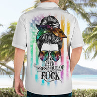 Fresh Out Of Fcks Messy Bun Tie Dye Hawaiian Shirt - Wonder Print Shop