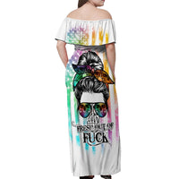 Fresh Out Of Fcks Messy Bun Tie Dye Off Shoulder Maxi Dress - Wonder Print Shop