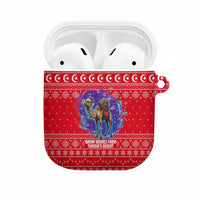 Tunisia Christmas AirPods Case with Desert Camel Crescent Snowflake Pattern and National Emblem - Wonder Print Shop