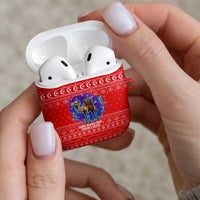 Tunisia Christmas AirPods Case with Desert Camel Crescent Snowflake Pattern and National Emblem - Wonder Print Shop