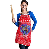Tunisia Christmas Apron with Desert Camel Crescent Snowflake Pattern and National Emblem - Wonder Print Shop