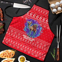 Tunisia Christmas Apron with Desert Camel Crescent Snowflake Pattern and National Emblem - Wonder Print Shop
