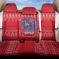 Tunisia Christmas Back Car Seat Cover with Desert Camel Crescent Snowflake Pattern and National Emblem - Wonder Print Shop