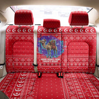 Tunisia Christmas Back Car Seat Cover with Desert Camel Crescent Snowflake Pattern and National Emblem - Wonder Print Shop