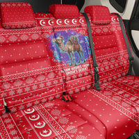 Tunisia Christmas Back Car Seat Cover with Desert Camel Crescent Snowflake Pattern and National Emblem - Wonder Print Shop