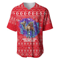 Tunisia Christmas Baseball Jersey with Desert Camel Crescent Snowflake Pattern and National Emblem - Wonder Print Shop
