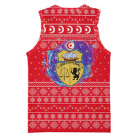 Tunisia Christmas Basketball Jersey with Desert Camel Crescent Snowflake Pattern and National Emblem - Wonder Print Shop