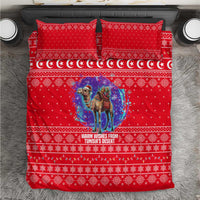 Tunisia Christmas Bedding Set with Desert Camel Crescent Snowflake Pattern and National Emblem - Wonder Print Shop
