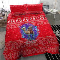 Tunisia Christmas Bedding Set with Desert Camel Crescent Snowflake Pattern and National Emblem - Wonder Print Shop