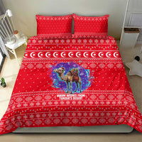 Tunisia Christmas Bedding Set with Desert Camel Crescent Snowflake Pattern and National Emblem - Wonder Print Shop