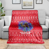 Tunisia Christmas Blanket with Desert Camel Crescent Snowflake Pattern and National Emblem - Wonder Print Shop