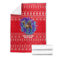 Tunisia Christmas Blanket with Desert Camel Crescent Snowflake Pattern and National Emblem - Wonder Print Shop