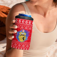 Tunisia Christmas 4 in 1 Can Cooler Tumbler with Desert Camel Crescent Snowflake Pattern and National Emblem - Wonder Print Shop