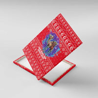 Tunisia Christmas Canvas Wall Art with Desert Camel Crescent Snowflake Pattern and National Emblem - Wonder Print Shop