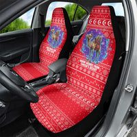 Tunisia Christmas Car Seat Cover with Desert Camel Crescent Snowflake Pattern and National Emblem - Wonder Print Shop