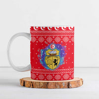 Tunisia Christmas Ceramic Mug with Desert Camel Crescent Snowflake Pattern and National Emblem - Wonder Print Shop