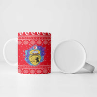 Tunisia Christmas Ceramic Mug with Desert Camel Crescent Snowflake Pattern and National Emblem - Wonder Print Shop