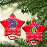 Tunisia Christmas Ceramic Ornament with Desert Camel Crescent Snowflake Pattern and National Emblem - Wonder Print Shop