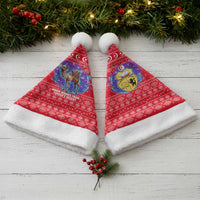 Tunisia Christmas Santa Hat with Desert Camel Crescent Snowflake Pattern and National Emblem - Wonder Print Shop