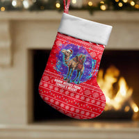 Tunisia Christmas Stocking with Desert Camel Crescent Snowflake Pattern and National Emblem - Wonder Print Shop