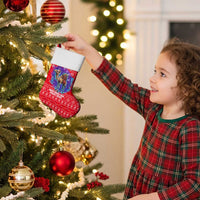 Tunisia Christmas Stocking with Desert Camel Crescent Snowflake Pattern and National Emblem - Wonder Print Shop