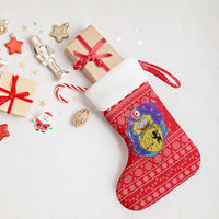Tunisia Christmas Stocking with Desert Camel Crescent Snowflake Pattern and National Emblem - Wonder Print Shop