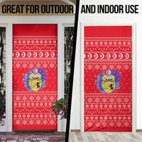 Tunisia Christmas Door Cover with Desert Camel Crescent Snowflake Pattern and National Emblem - Wonder Print Shop