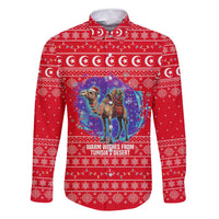 Tunisia Christmas Family Matching Mermaid Dress and Hawaiian Shirt with Desert Camel Crescent Snowflake Pattern and National Emblem - Wonder Print Shop