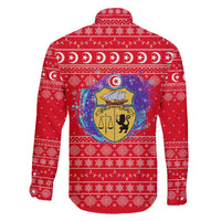 Tunisia Christmas Family Matching Mermaid Dress and Hawaiian Shirt with Desert Camel Crescent Snowflake Pattern and National Emblem - Wonder Print Shop