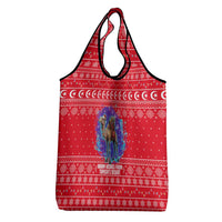 Tunisia Christmas Grocery Bag with Desert Camel Crescent Snowflake Pattern and National Emblem - Wonder Print Shop