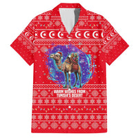 Tunisia Christmas Hawaiian Shirt with Desert Camel Crescent Snowflake Pattern and National Emblem - Wonder Print Shop