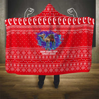 Tunisia Christmas Hooded Blanket with Desert Camel Crescent Snowflake Pattern and National Emblem - Wonder Print Shop
