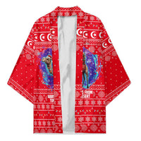 Tunisia Christmas Kimono with Desert Camel Crescent Snowflake Pattern and National Emblem - Wonder Print Shop