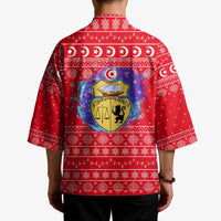 Tunisia Christmas Kimono with Desert Camel Crescent Snowflake Pattern and National Emblem - Wonder Print Shop