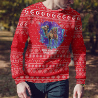 Tunisia Christmas Ugly Christmas Sweater with Desert Camel Crescent Snowflake Pattern and National Emblem - Wonder Print Shop