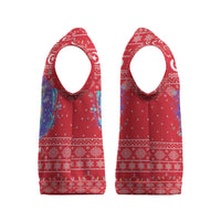 Tunisia Christmas Knitted V-Neck Vest with Desert Camel Crescent Snowflake Pattern and National Emblem - Wonder Print Shop