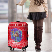 Tunisia Christmas Luggage Cover with Desert Camel Crescent Snowflake Pattern and National Emblem - Wonder Print Shop