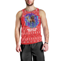 Tunisia Christmas Men Tank Top with Desert Camel Crescent Snowflake Pattern and National Emblem - Wonder Print Shop